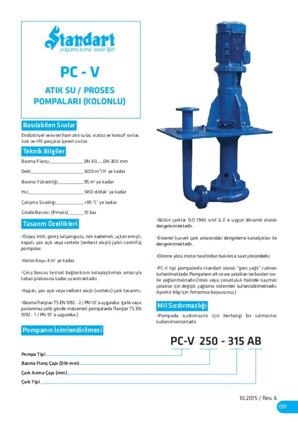 PC-V Atık Su/ Proses Pompaları (Kolonlu)