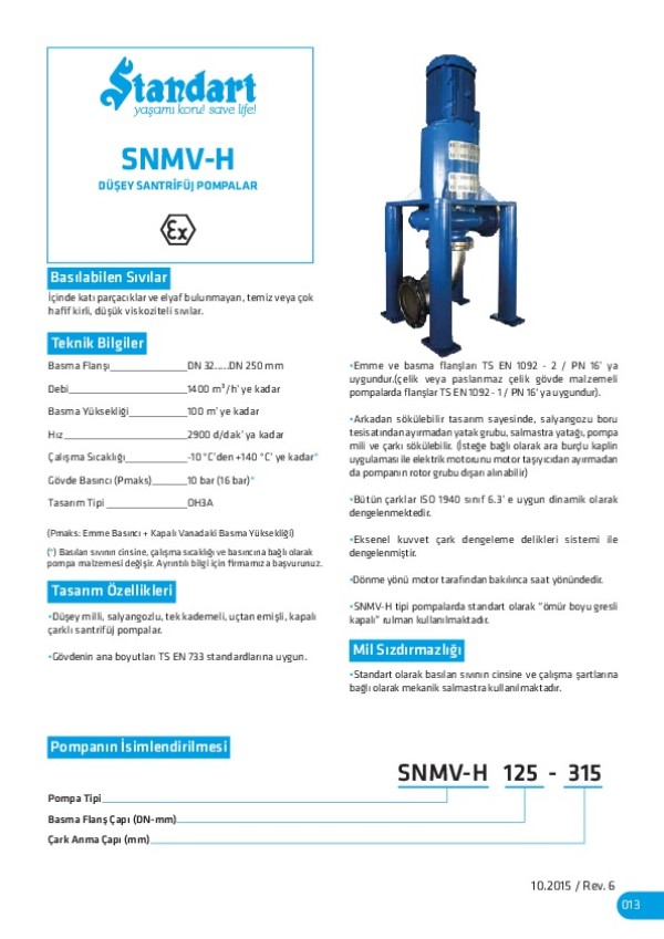 SNMV-H Düşey Santrifüj Pompalar